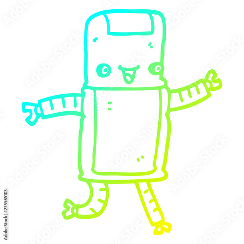 cold gradient line drawing cartoon robot