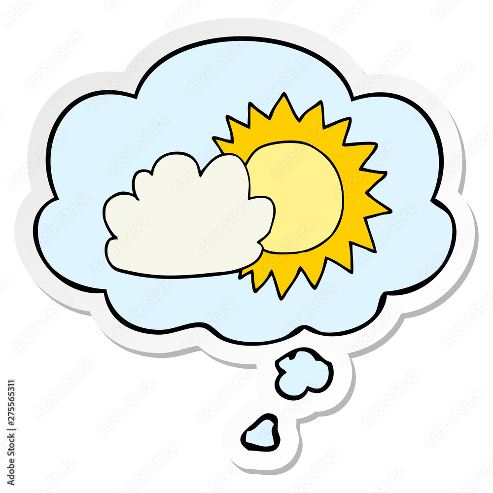 cartoon weather and thought bubble as a printed sticker cartoon weather and thought bubble as a printed sticker