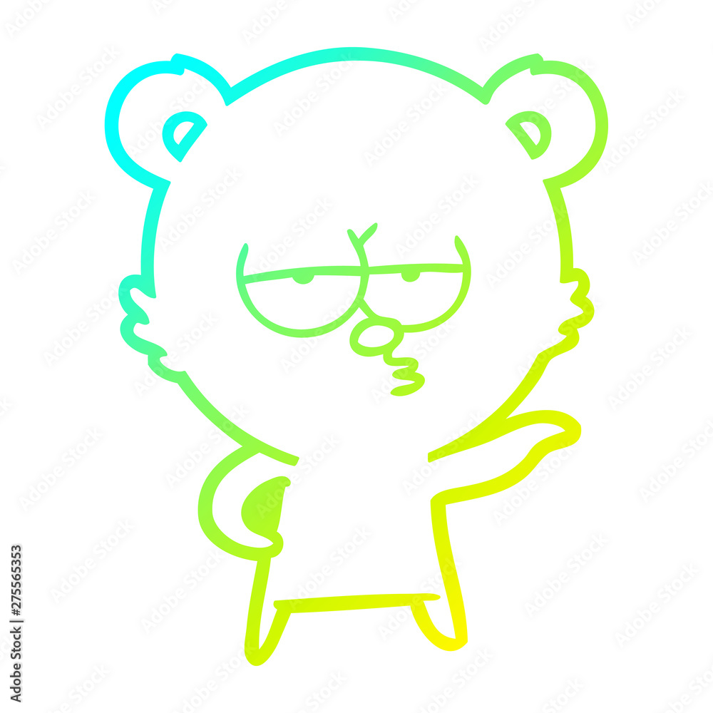 cold gradient line drawing bored polar bear cartoon