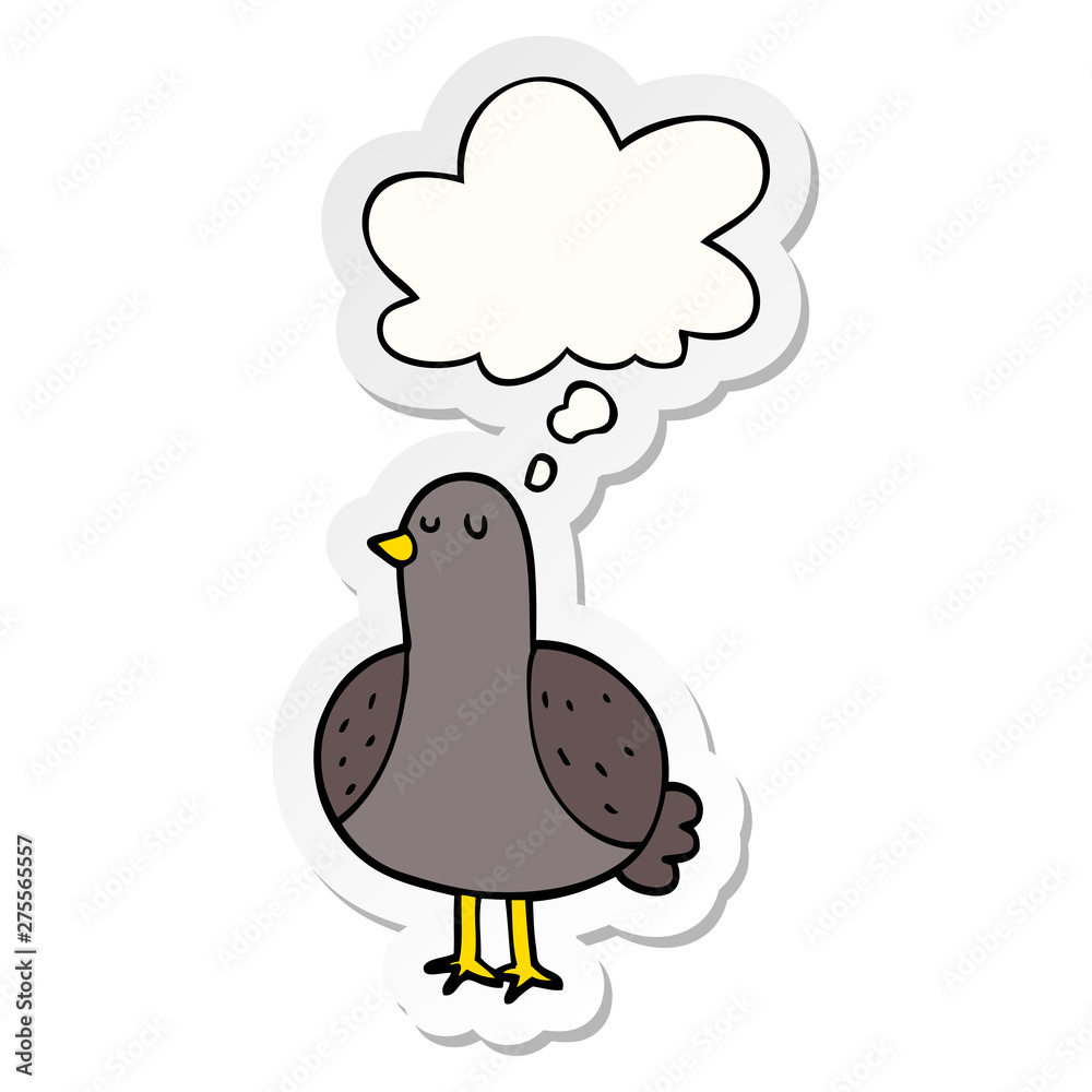 cartoon bird and thought bubble as a printed sticker cartoon bird and thought bubble as a printed sticker