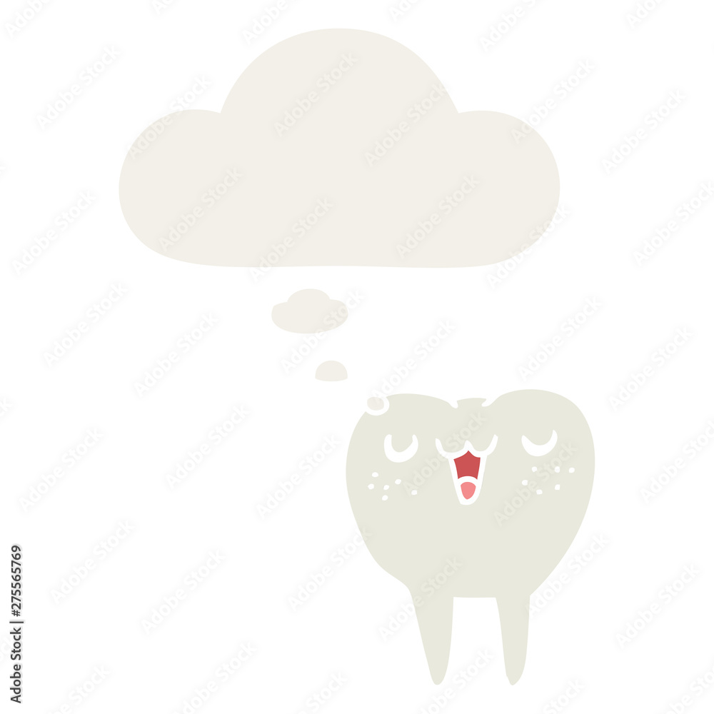 cartoon tooth and thought bubble in retro style cartoon tooth and thought bubble in retro style