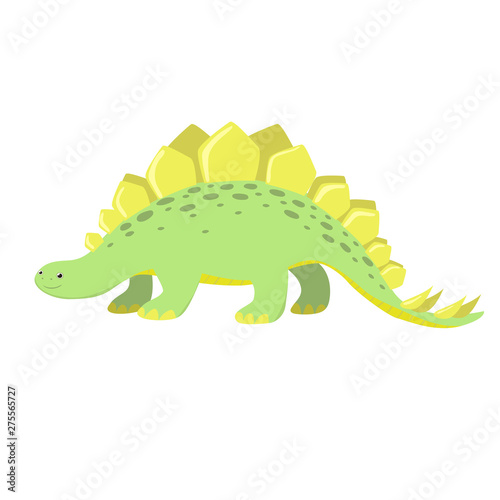 Stegosaurus dinosaur. Isolated on white background cartoon illustration. Vector graphics.