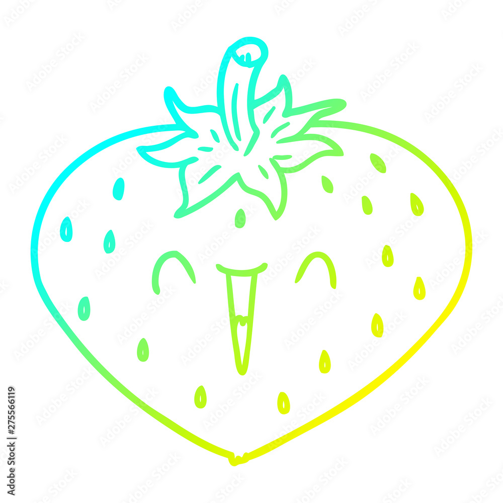 cold gradient line drawing happy cartoon strawberry cold gradient line drawing happy cartoon strawberry
