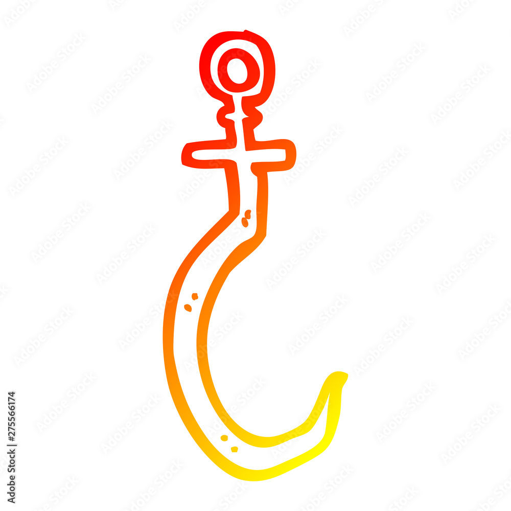 warm gradient line drawing cartoon fish hook warm gradient line drawing cartoon fish hook