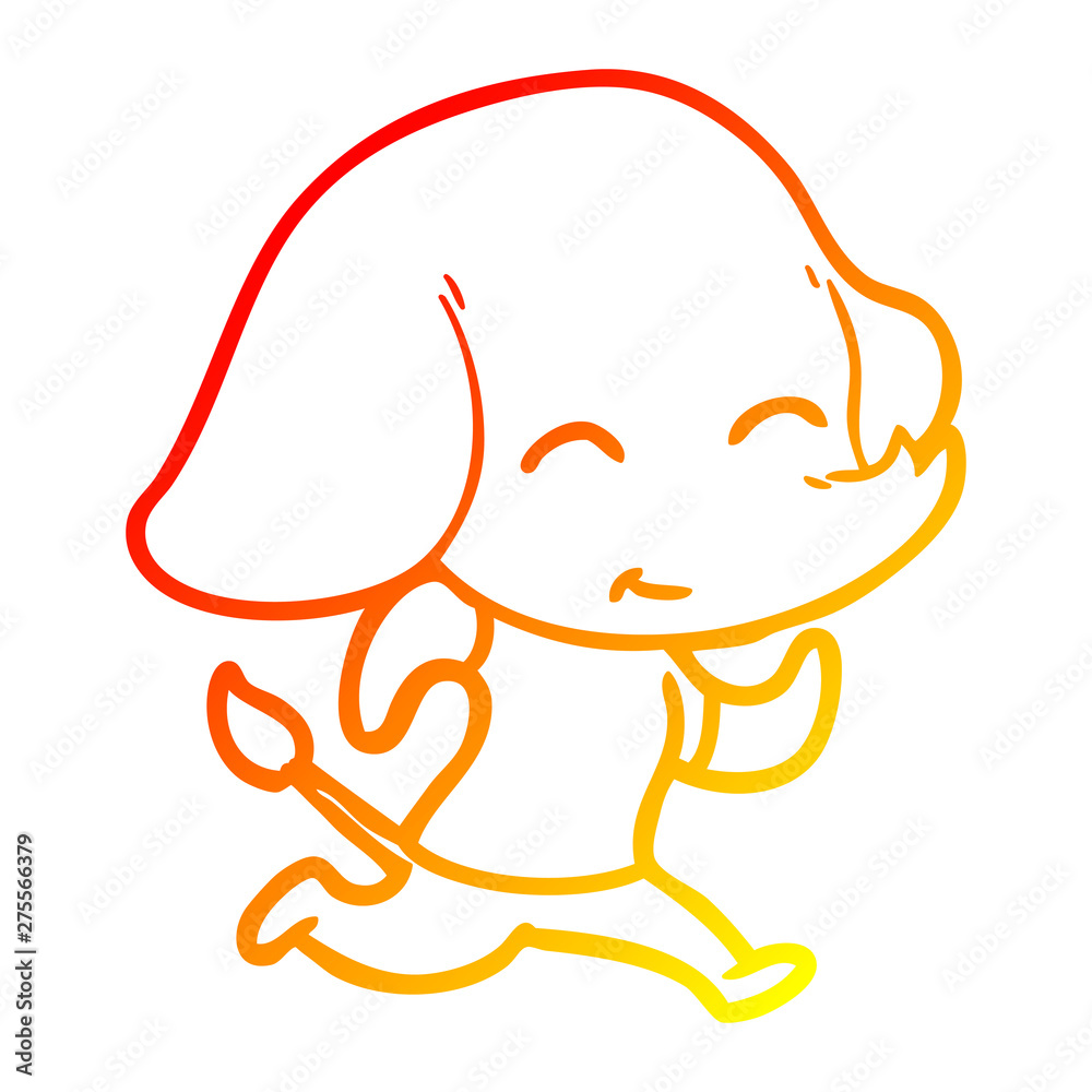 Obraz premium warm gradient line drawing cute cartoon elephant