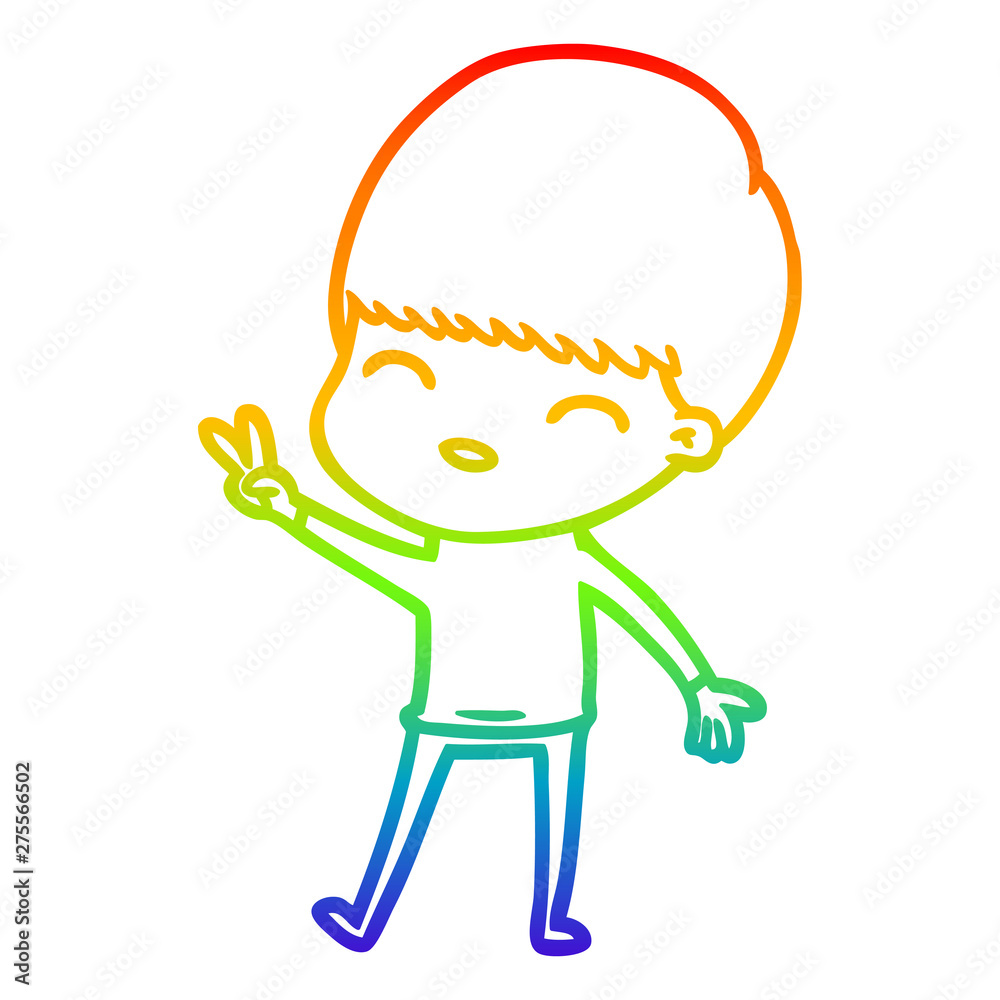 rainbow gradient line drawing happy cartoon boy rainbow gradient line drawing happy cartoon boy