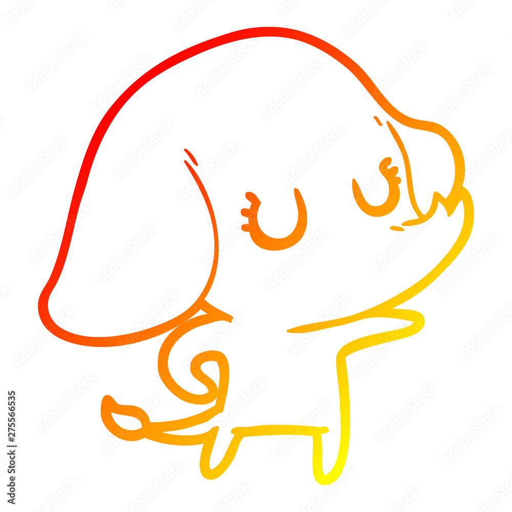 warm gradient line drawing cute cartoon elephant warm gradient line drawing cute cartoon elephant