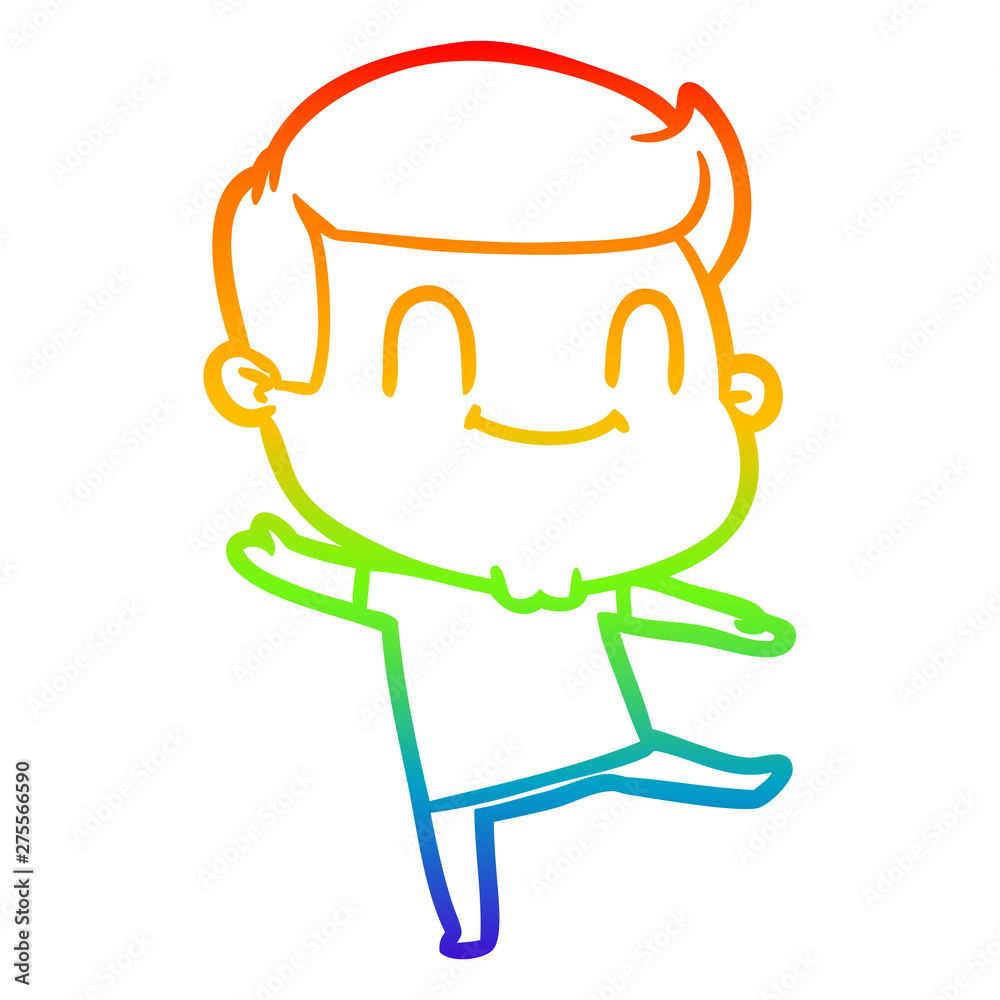 rainbow gradient line drawing cartoon happy man rainbow gradient line drawing cartoon happy man
