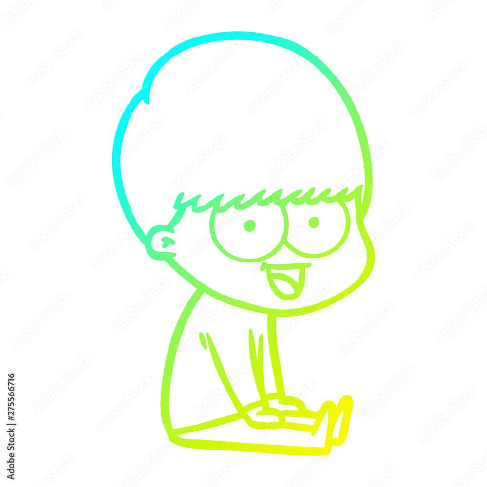 cold gradient line drawing happy cartoon boy cold gradient line drawing happy cartoon boy