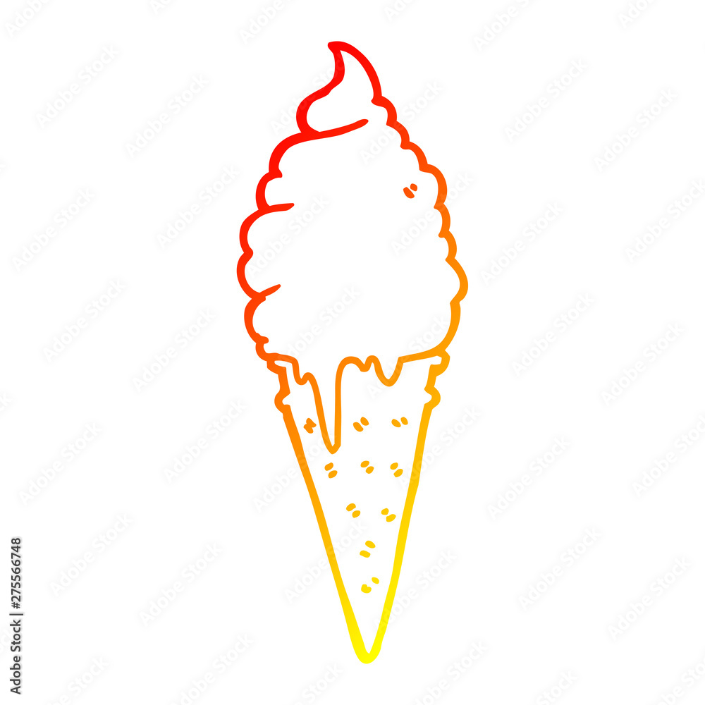 warm gradient line drawing cartoon ice cream warm gradient line drawing cartoon ice cream
