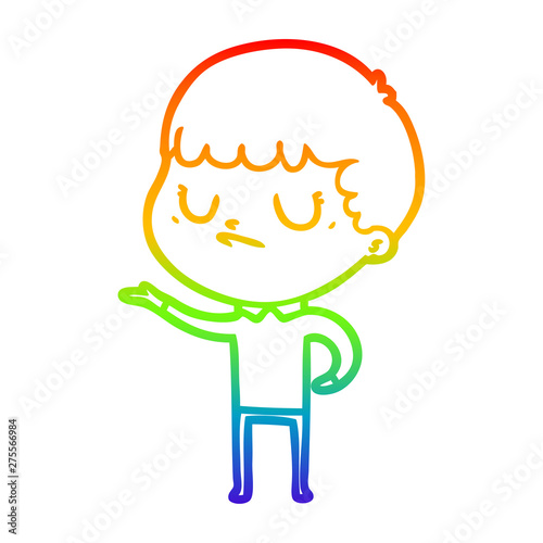 rainbow gradient line drawing cartoon grumpy boy