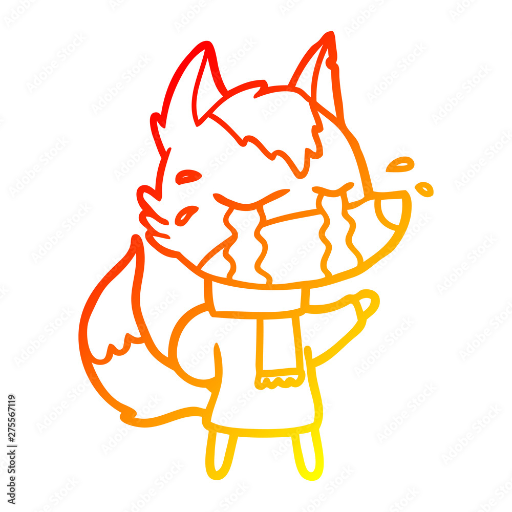 warm gradient line drawing cartoon crying wolf warm gradient line drawing cartoon crying wolf