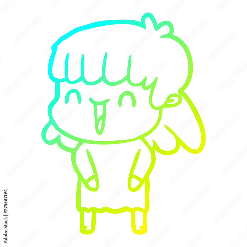 Obraz premium cold gradient line drawing cartoon woman