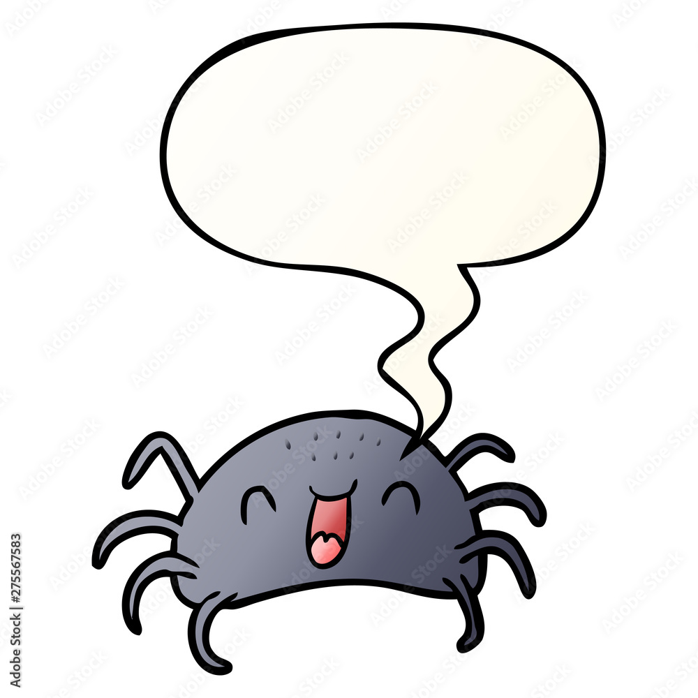 cartoon halloween spider and speech bubble in smooth gradient style cartoon halloween spider and speech bubble in smooth gradient style