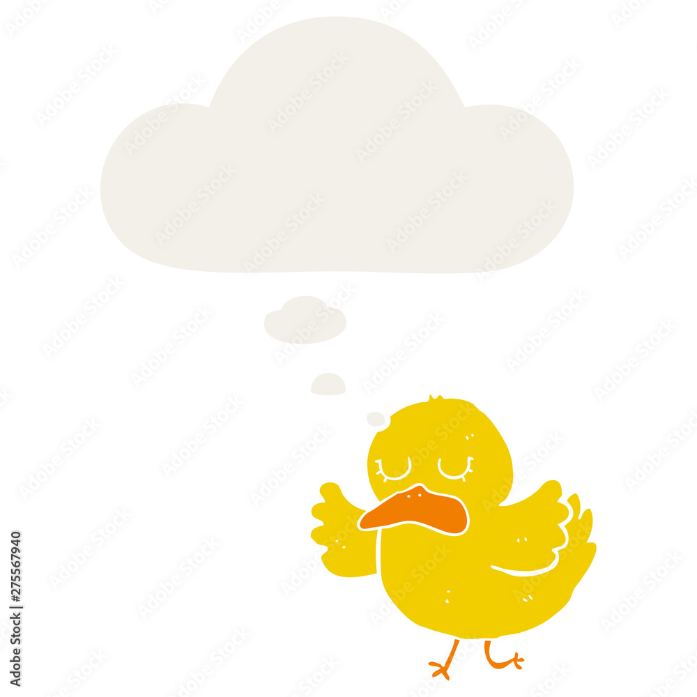 cartoon duck and thought bubble in retro style cartoon duck and thought bubble in retro style