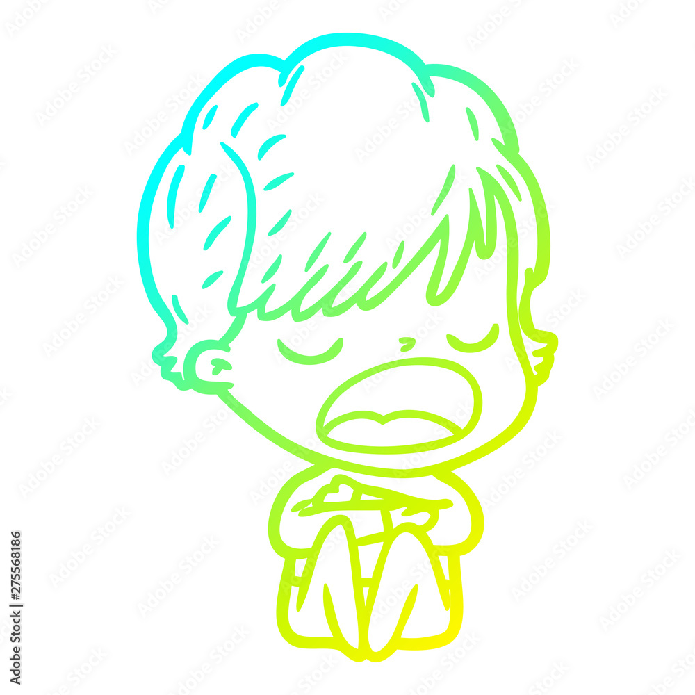 cold gradient line drawing cartoon woman talking cold gradient line drawing cartoon woman talking