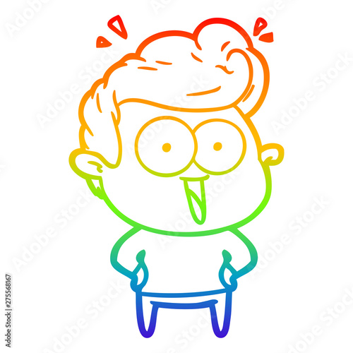 rainbow gradient line drawing cartoon excited man