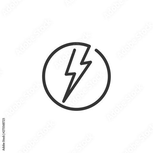 Lightning, electric power icon template black color editable. Energy and thunder electricity  symbol vector sign isolated on white background. Simple Power Flash logo vector illustration for graphic a