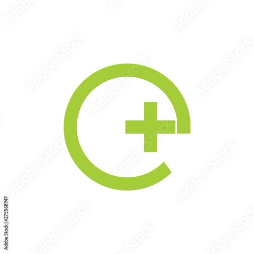 letter e plus medical logo vector
