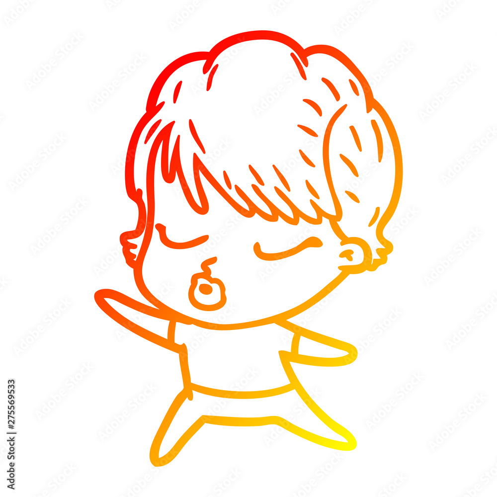 warm gradient line drawing cartoon woman with eyes shut warm gradient line drawing cartoon woman with eyes shut