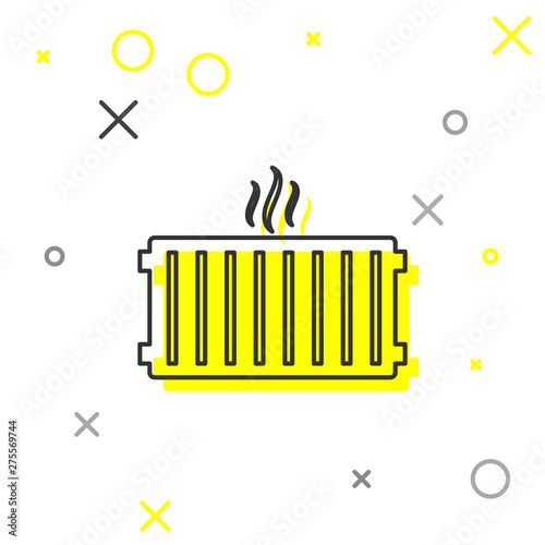 Grey Heating radiator line icon isolated on white background. Vector Illustration