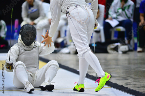 The fencing indoor sport match 