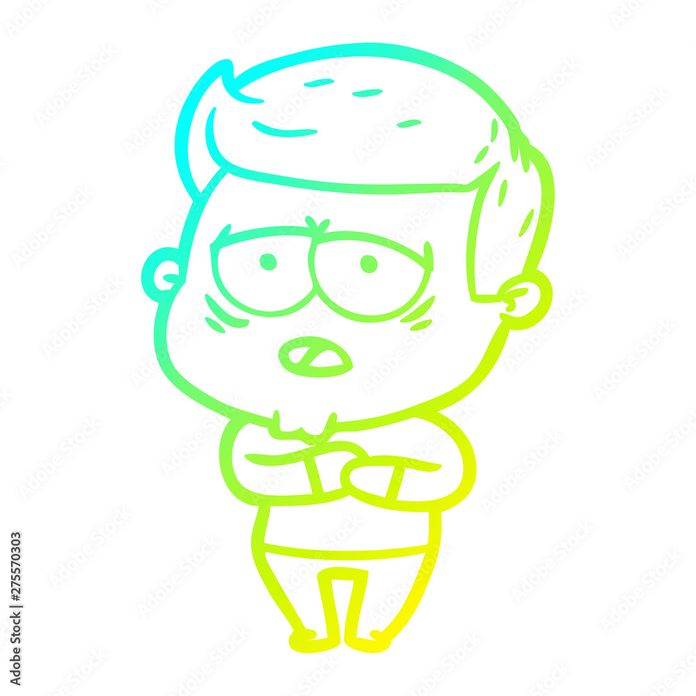 cold gradient line drawing cartoon tired man cold gradient line drawing cartoon tired man