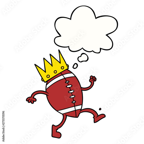 football with crown cartoon  and thought bubble