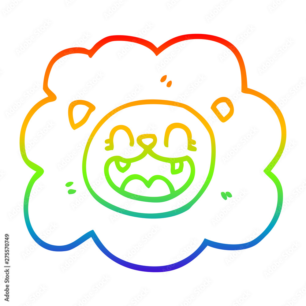 Obraz premium rainbow gradient line drawing cartoon lion