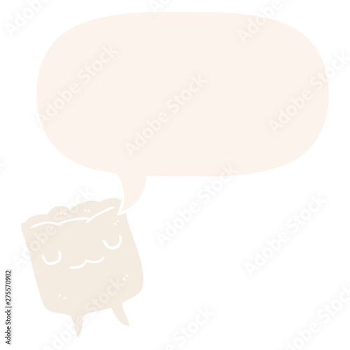 cartoon tooth and speech bubble in retro style