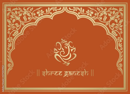 Ganesha, wedding card, royal Rajasthan, India	