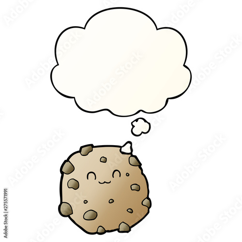 cartoon biscuit and thought bubble in smooth gradient style