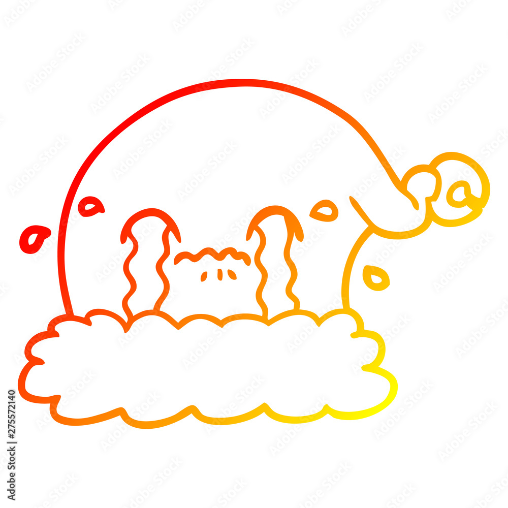 warm gradient line drawing cartoon christmas santa hat crying warm gradient line drawing cartoon christmas santa hat crying