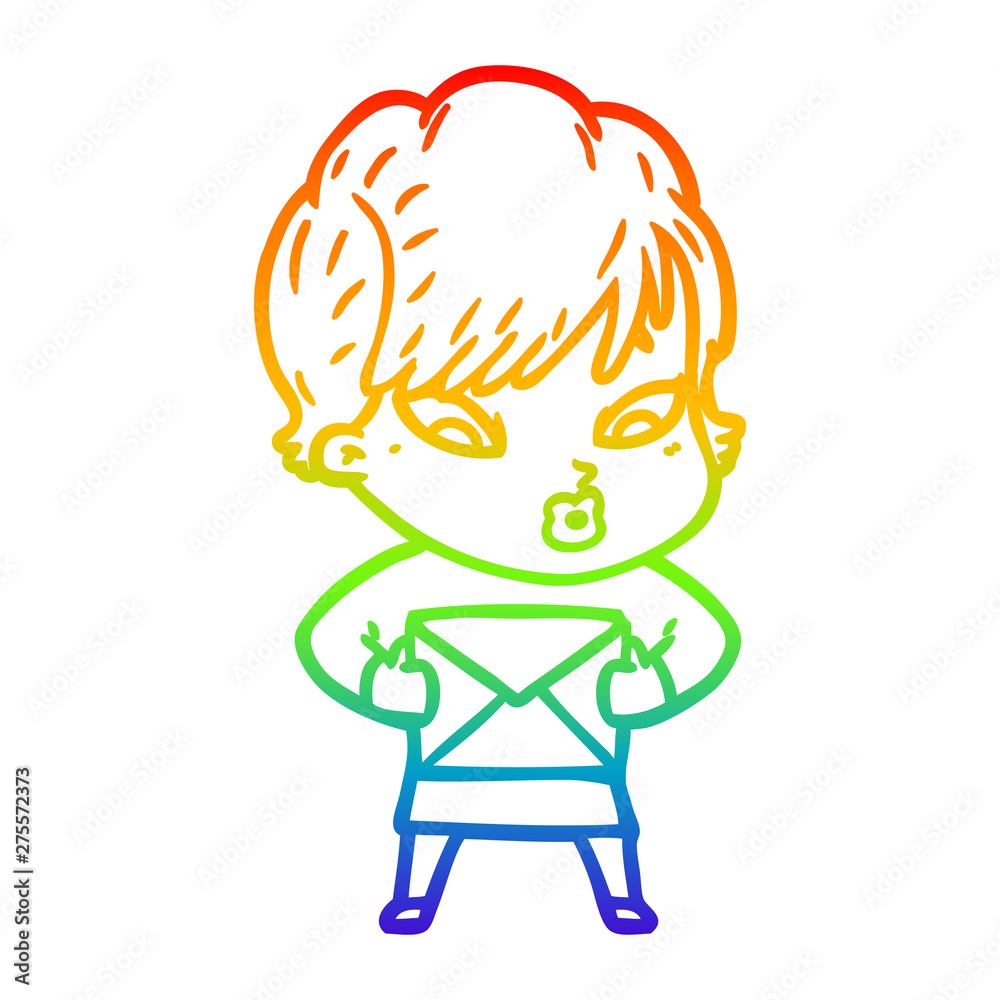 rainbow gradient line drawing cartoon woman rainbow gradient line drawing cartoon woman