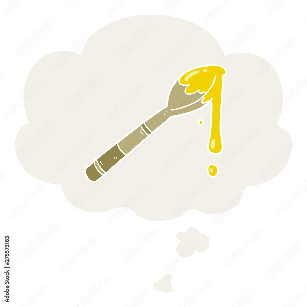 cartoon spoonful of honey and thought bubble in retro style cartoon spoonful of honey and thought bubble in retro style