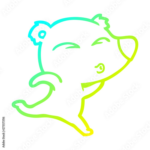 cold gradient line drawing cartoon whistling polar bear
