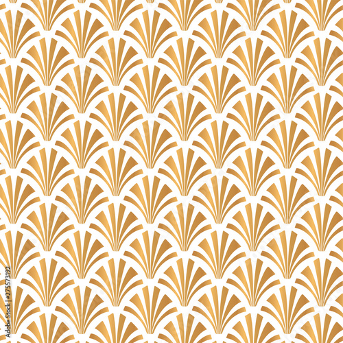 Art Deco White and Gold Shell Pattern Background Design