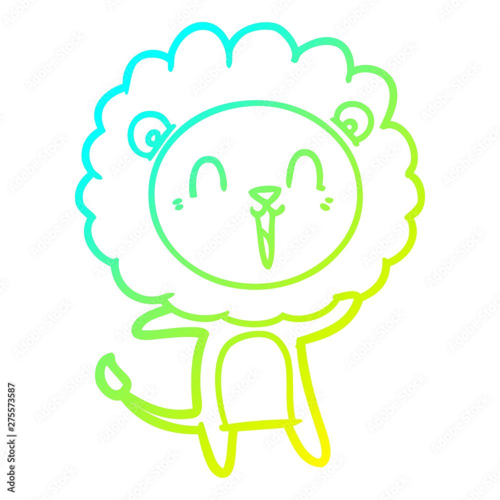 cold gradient line drawing laughing lion cartoon cold gradient line drawing laughing lion cartoon