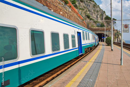Manarola train station near the scenic coastline at Cinque Terre