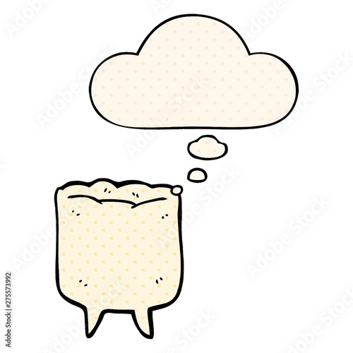 cartoon tooth and thought bubble in comic book style