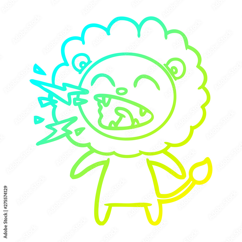 cold gradient line drawing cartoon roaring lion cold gradient line drawing cartoon roaring lion