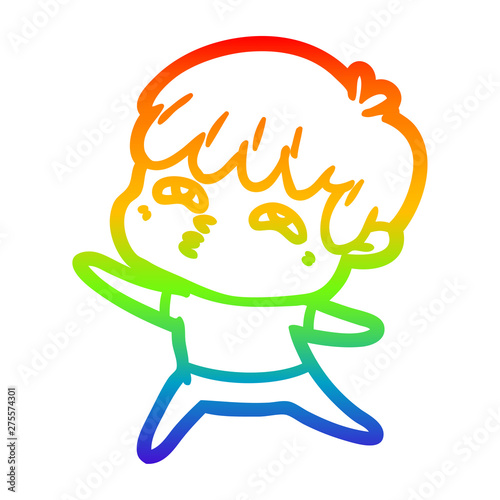 rainbow gradient line drawing cartoon curious man
