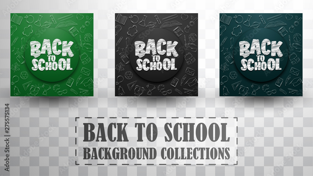 Back to school doodles in chalkboard background collections