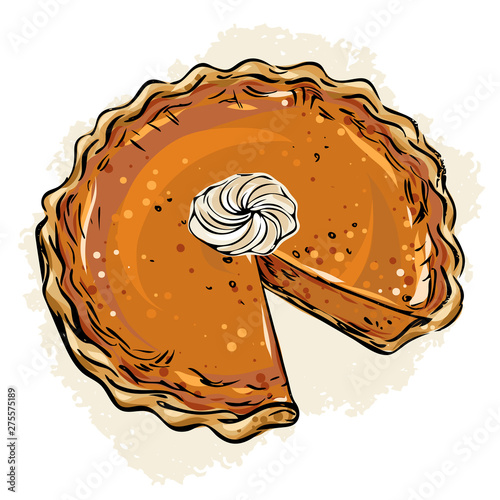 Pumpkin pie vector illustration