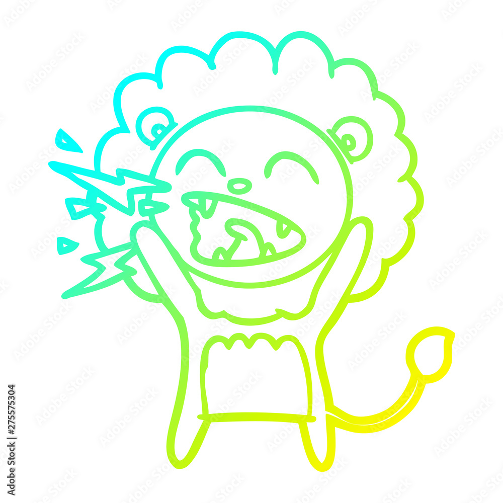 cold gradient line drawing cartoon roaring lion cold gradient line drawing cartoon roaring lion