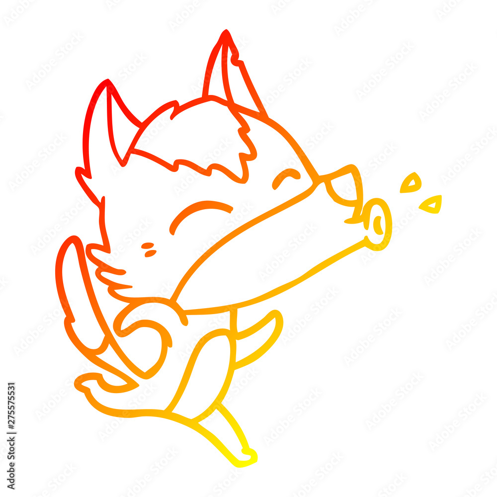 warm gradient line drawing howling wolf cartoon warm gradient line drawing howling wolf cartoon
