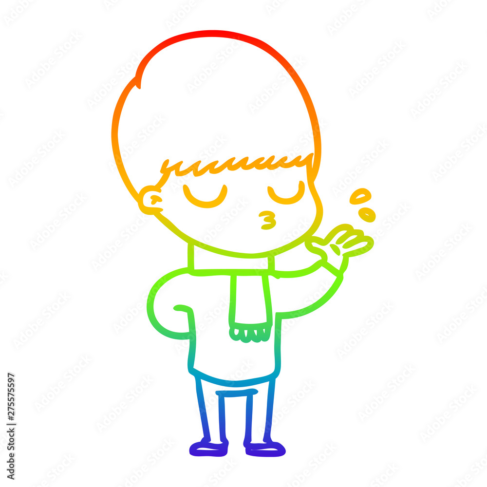 rainbow gradient line drawing cartoon calm boy rainbow gradient line drawing cartoon calm boy