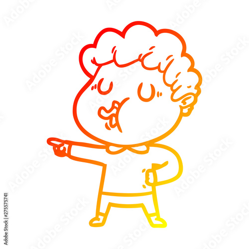 warm gradient line drawing cartoon man singing