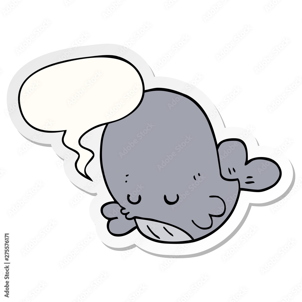 cartoon whale and speech bubble sticker cartoon whale and speech bubble sticker