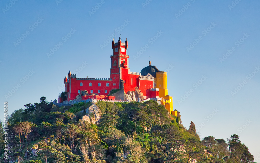 Scenic colorful Pena Palace in Sintra, Portugal